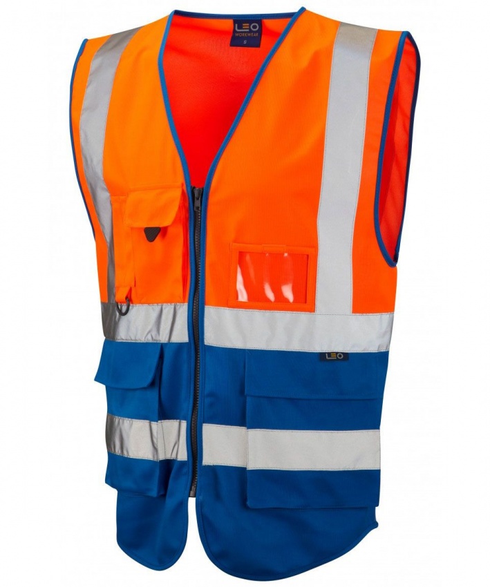 LYNTON ISO 20471 Class 2* Vest - Orange-Royal Blue